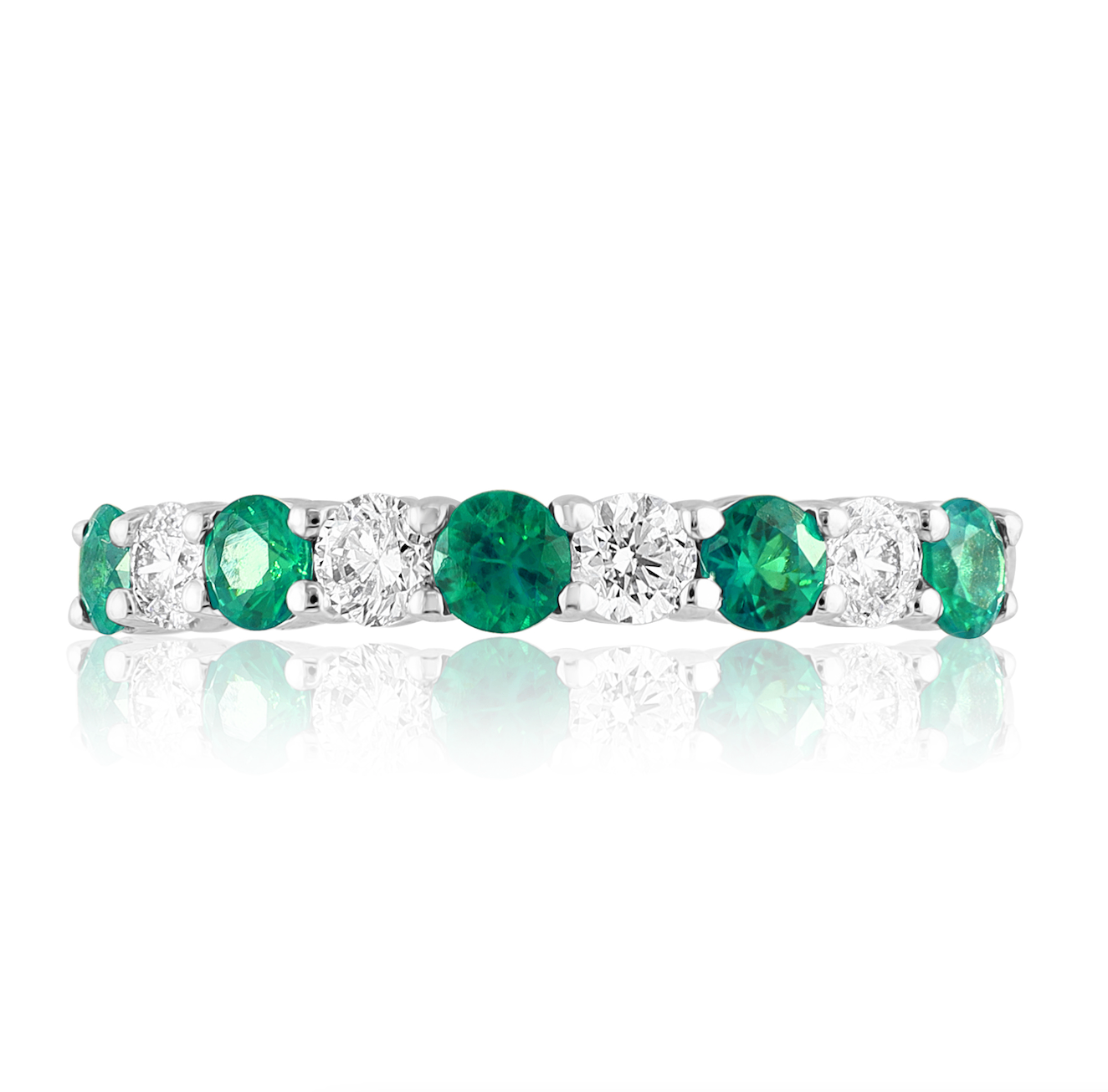 14K WG Emerald & Diamond Alternating Band Secondary image