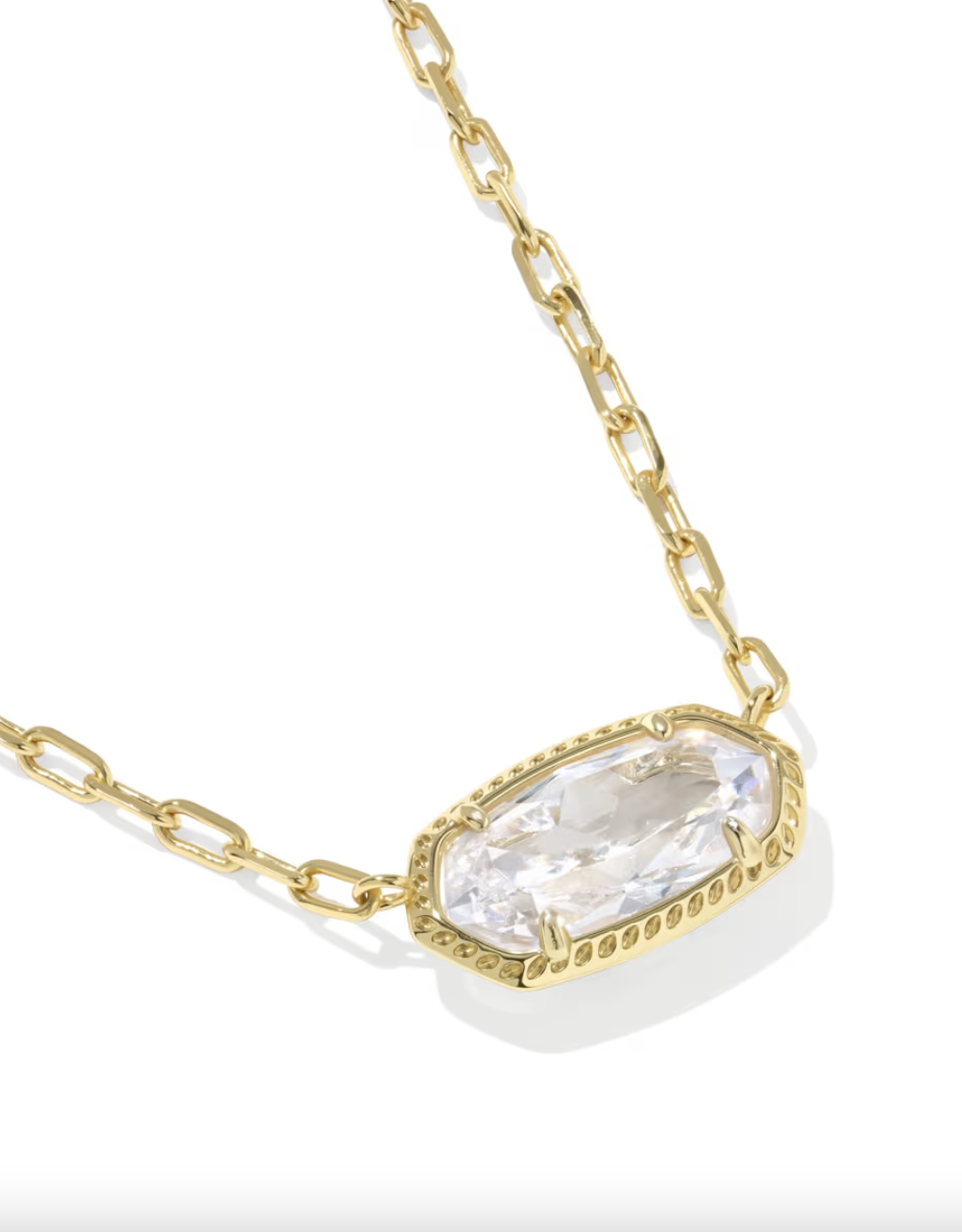 Gold Plated Elisa Luxe Pendant Necklace in White CZ by Kendra Scott