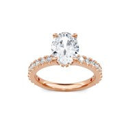 14K RG Oval Low Set 1/2cttw Diamond Semi-Mount