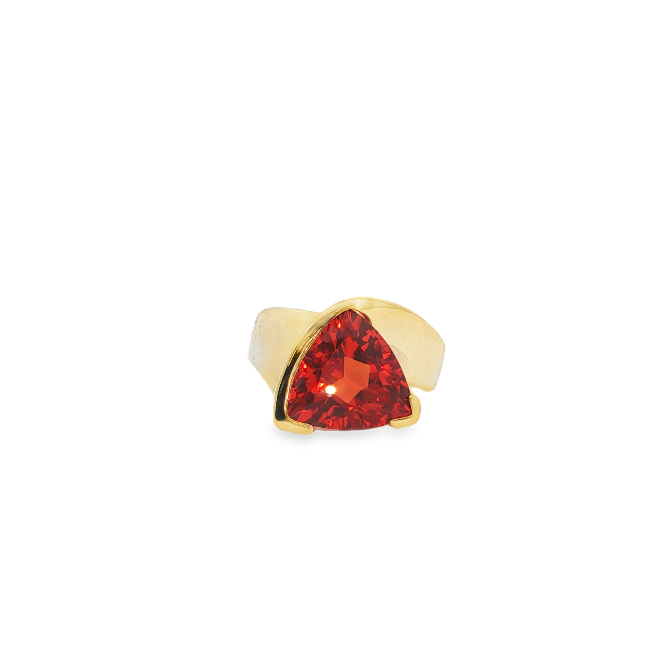 10K YG Trillion Synthetic Orange Sapphire Ring *Estate Item Sold as is, Final Sale*