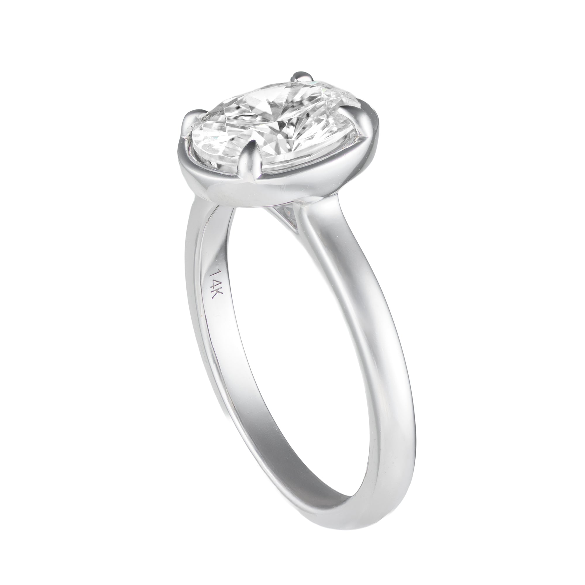 14K White Gold Oval Bezel Frame Semi-Mount by Imagine Bridal