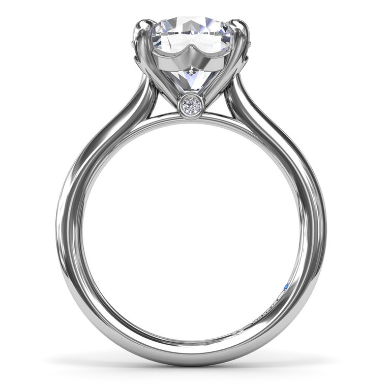 Platinum Lab Grown Round Solitaire Engagement Ring with Peek-a-boo Accent by Fana Secondary image