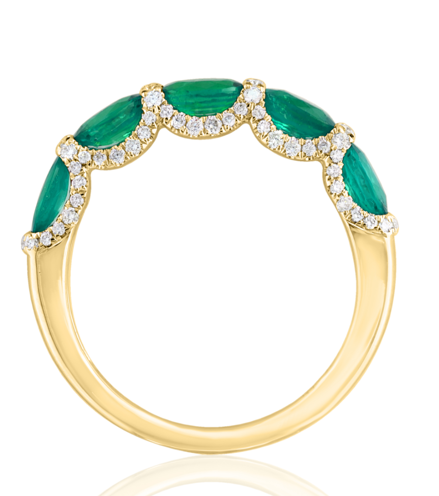 14K Yellow Gold Oval Emerald & Diamond Accent Band Secondary image