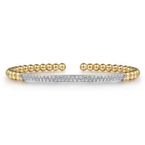 14K YG Diamond Pave Bar Bujukan Split Bangle by Gabriel NY Main image