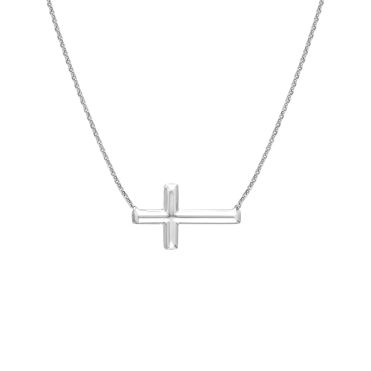 Sterling Silver Sideways Cross Pendant Necklace Main image