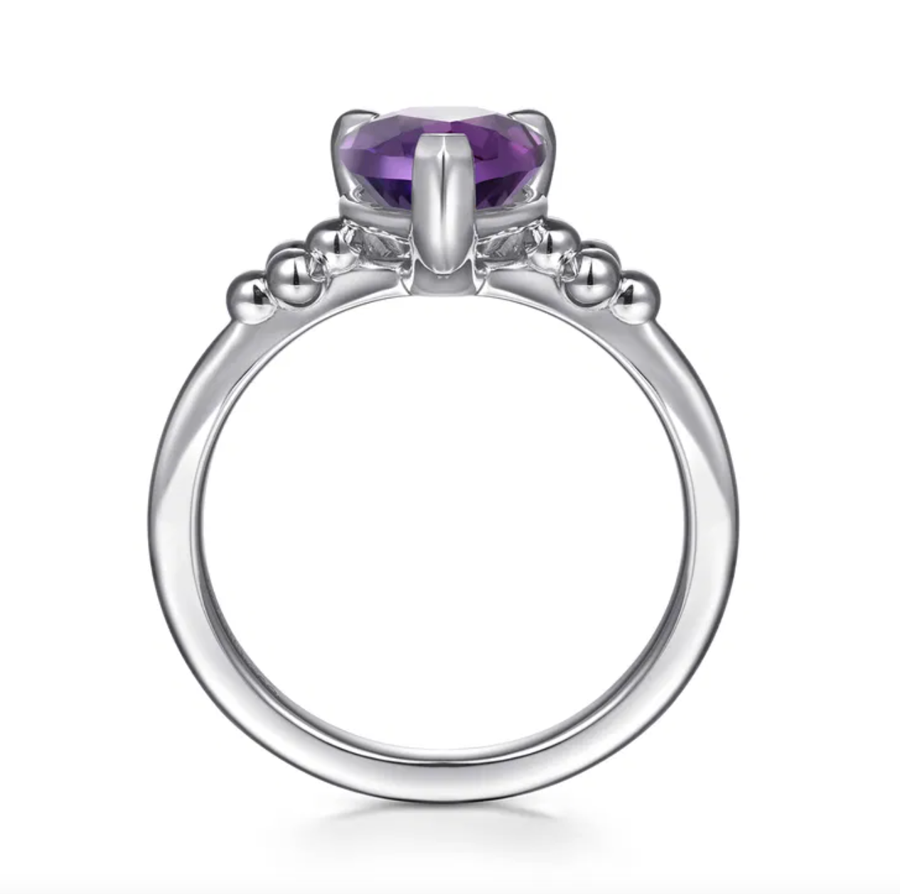 Sterling Silver Pear Amethyst Bujukan Ring by Gabriel NY