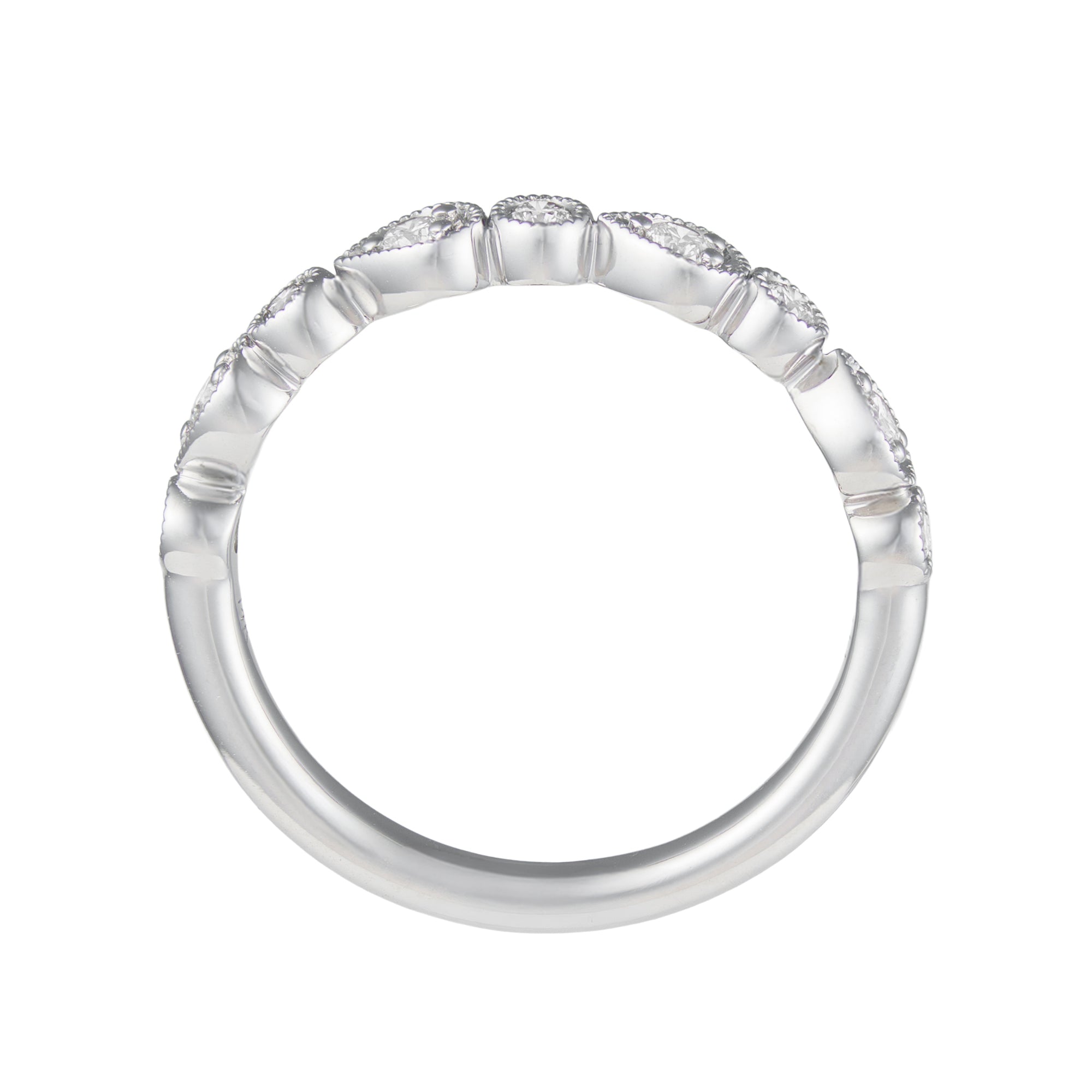 14K WG 1/4cttw Round & Marquise Shape Alternating Wedding Band Secondary image