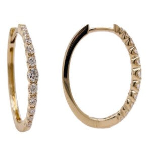 14K YG 1/2cttw Graduated Round Diamond Hoops