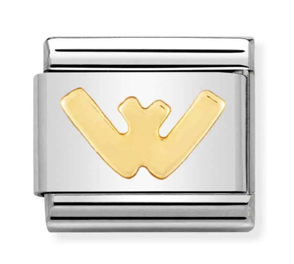 Stainless Steel & 18K Yellow Gold Letter WI\ Initial Charm