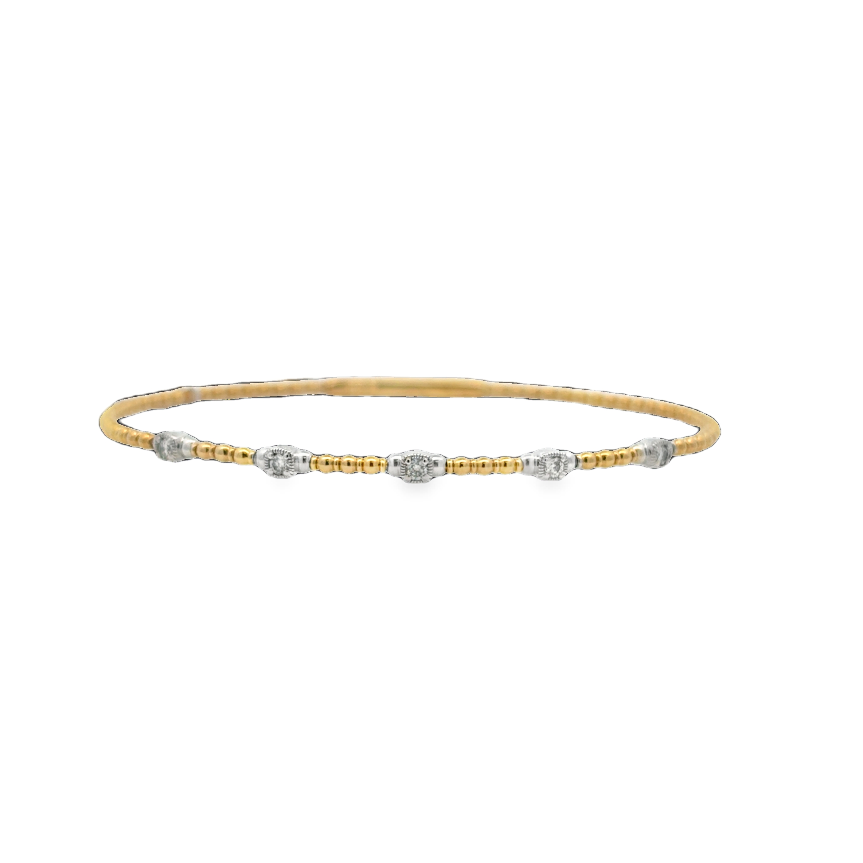 14K Two-Tone 5 Station Milgrain Flexi Bangle Main image