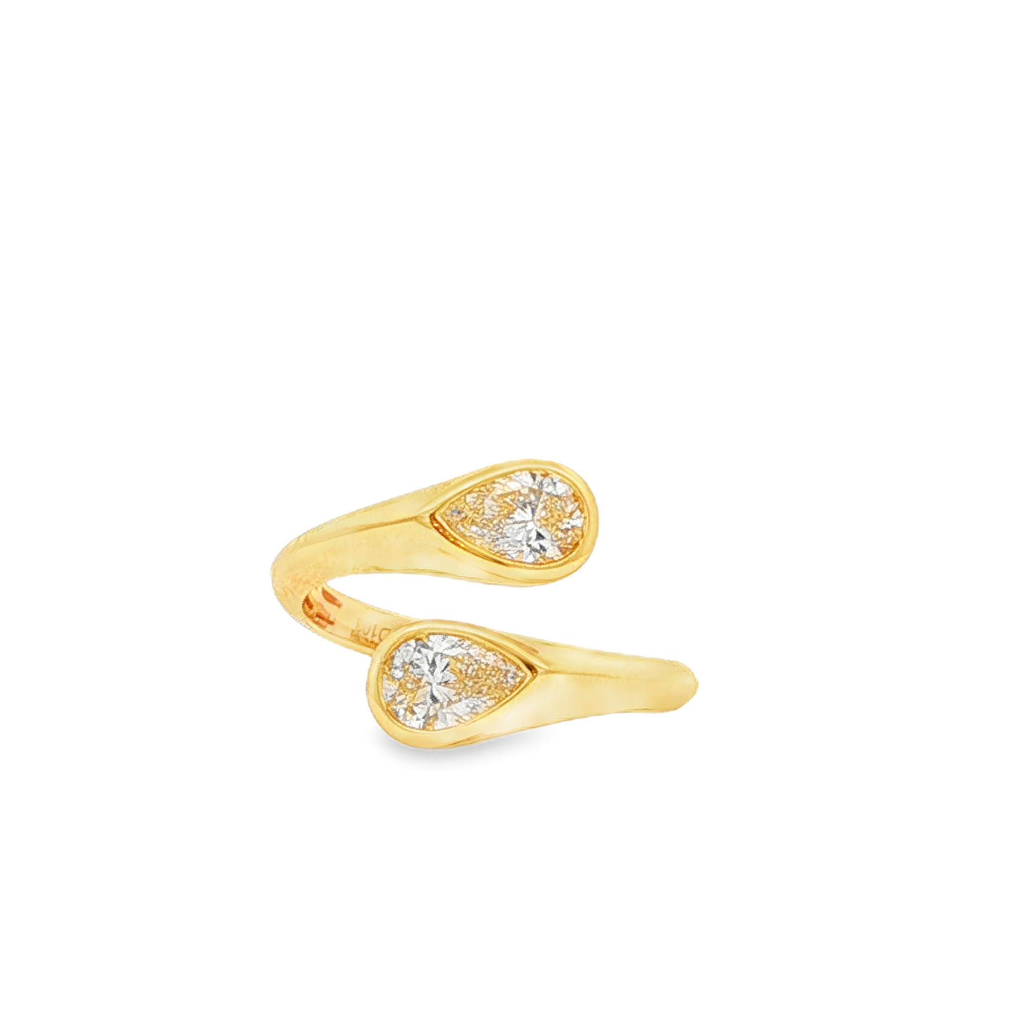 18K YG Pear Diamond Bezel Set Wrap Ring Main image