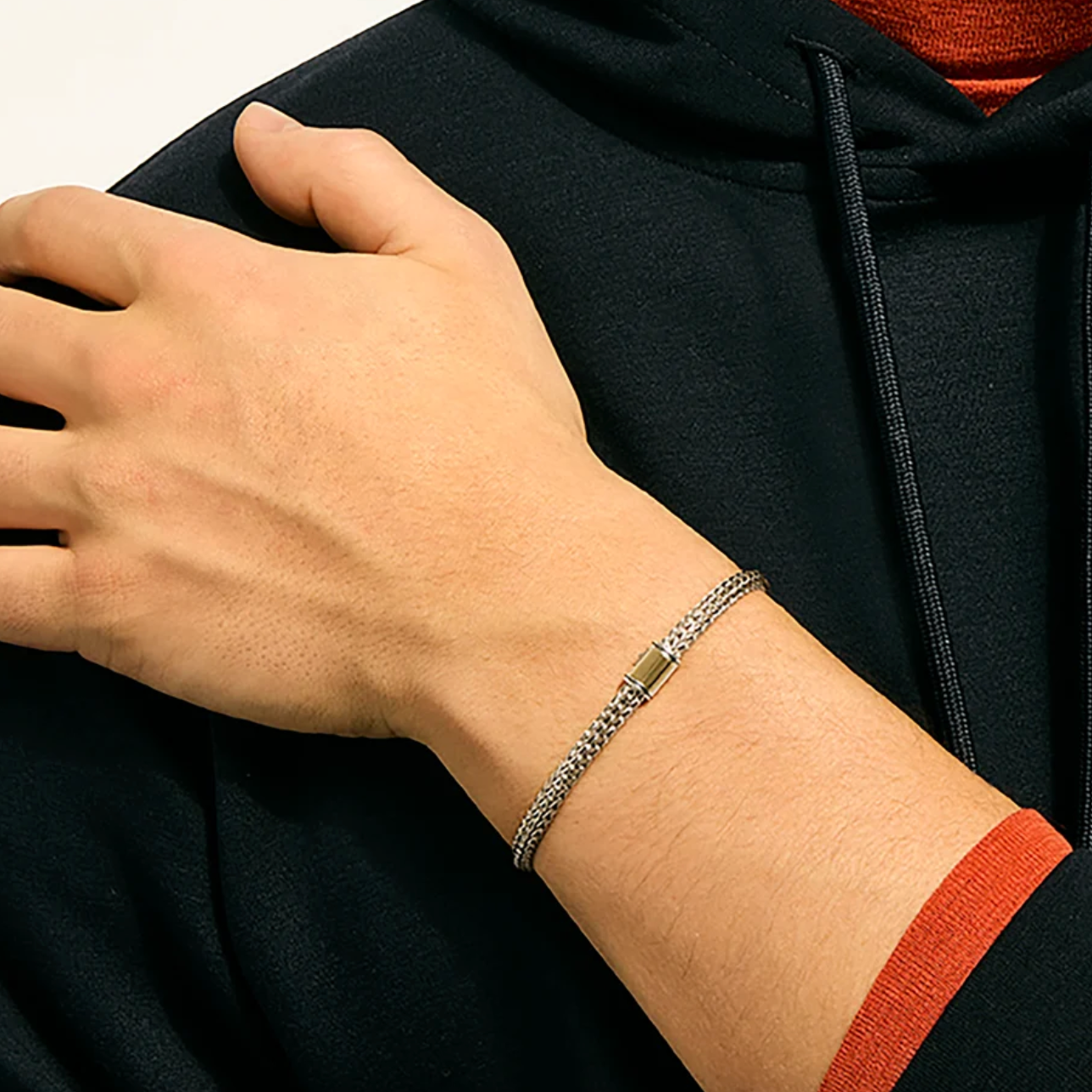 Sterling Silver & 14K Icon 5mm Bracelet with Gold Clasp by John Hardy
