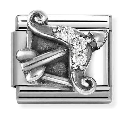 Stainless Steel & Sterling Silver Sagittarius Zodiac Charm with CZ Main image