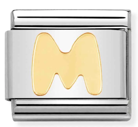 Stainless Steel & 18K Yellow Gold Letter M Initial Charm