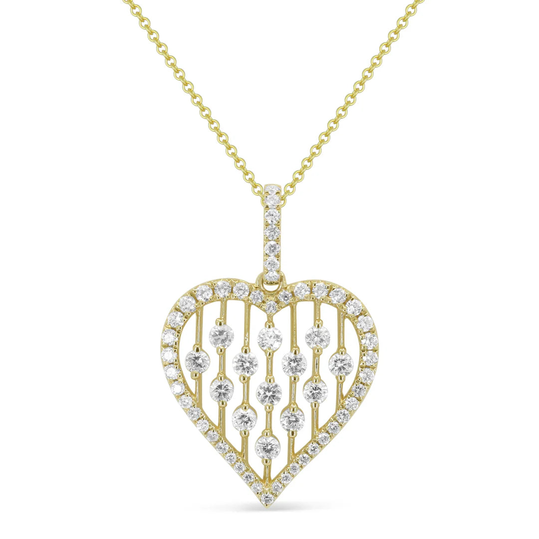 14K YG Diamond Lace Open Heart Pendant Necklace Main image