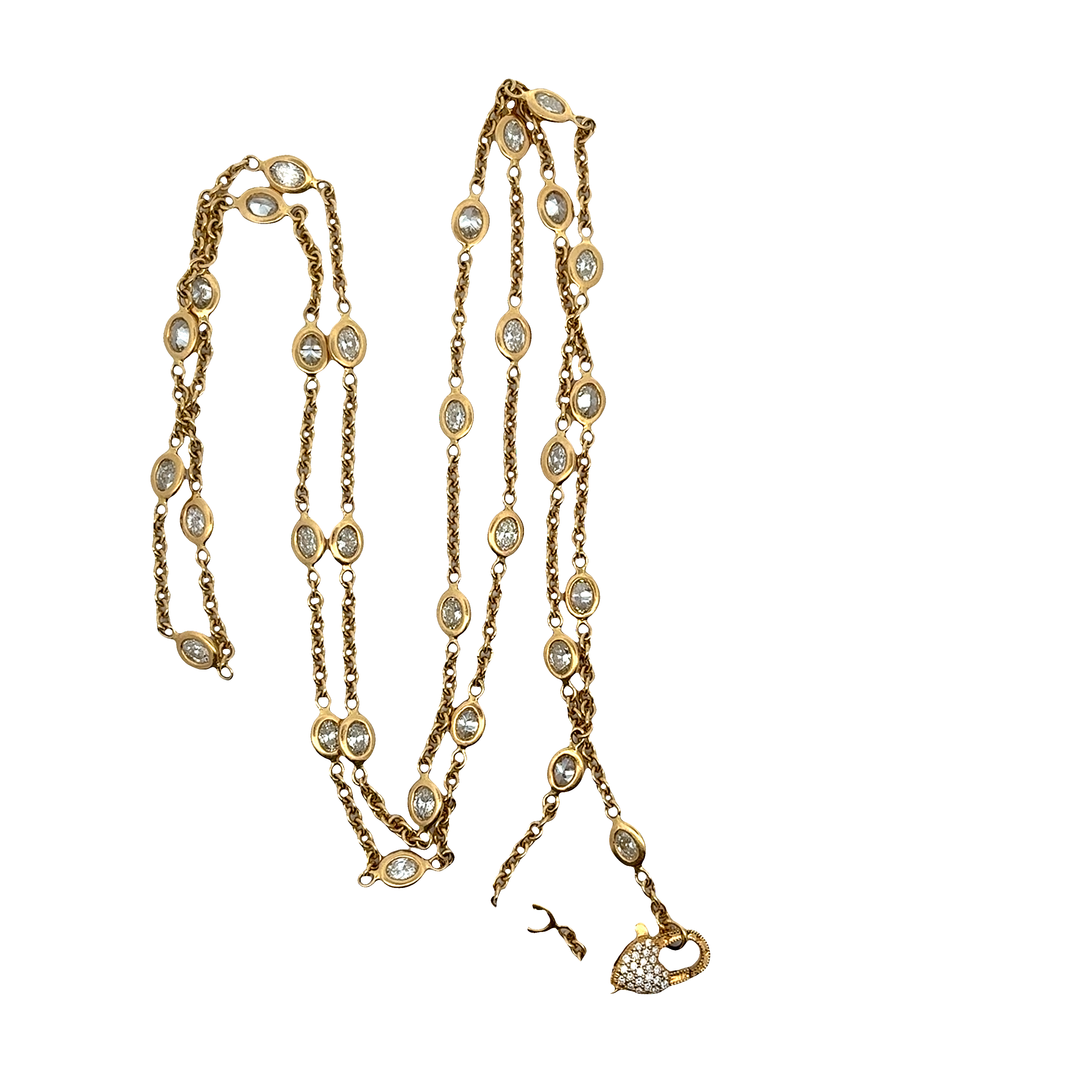 18K YG Oval Diamond Bezel Chain Necklace with Diamond Clasp by Erica Courtney, 32" Main image