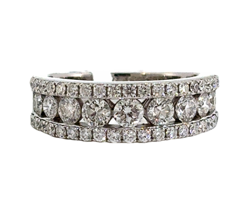 14K White Gold 1 1/2cttw Diamond 3 Row Anniversary Band Main image