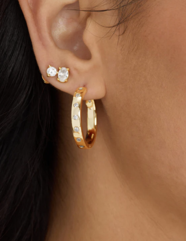 18K Gold Plated Ashley Reversible 1" Hoops by Melinda Maria Main image