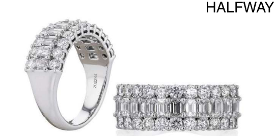 18K WG Emerald Cut 3-Row Shared Prong Anniversary Band by Joshua J