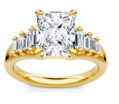 14K YG 1/2cttw Diamond Graduated Baguette Semi-Mount by Imagine Bridal