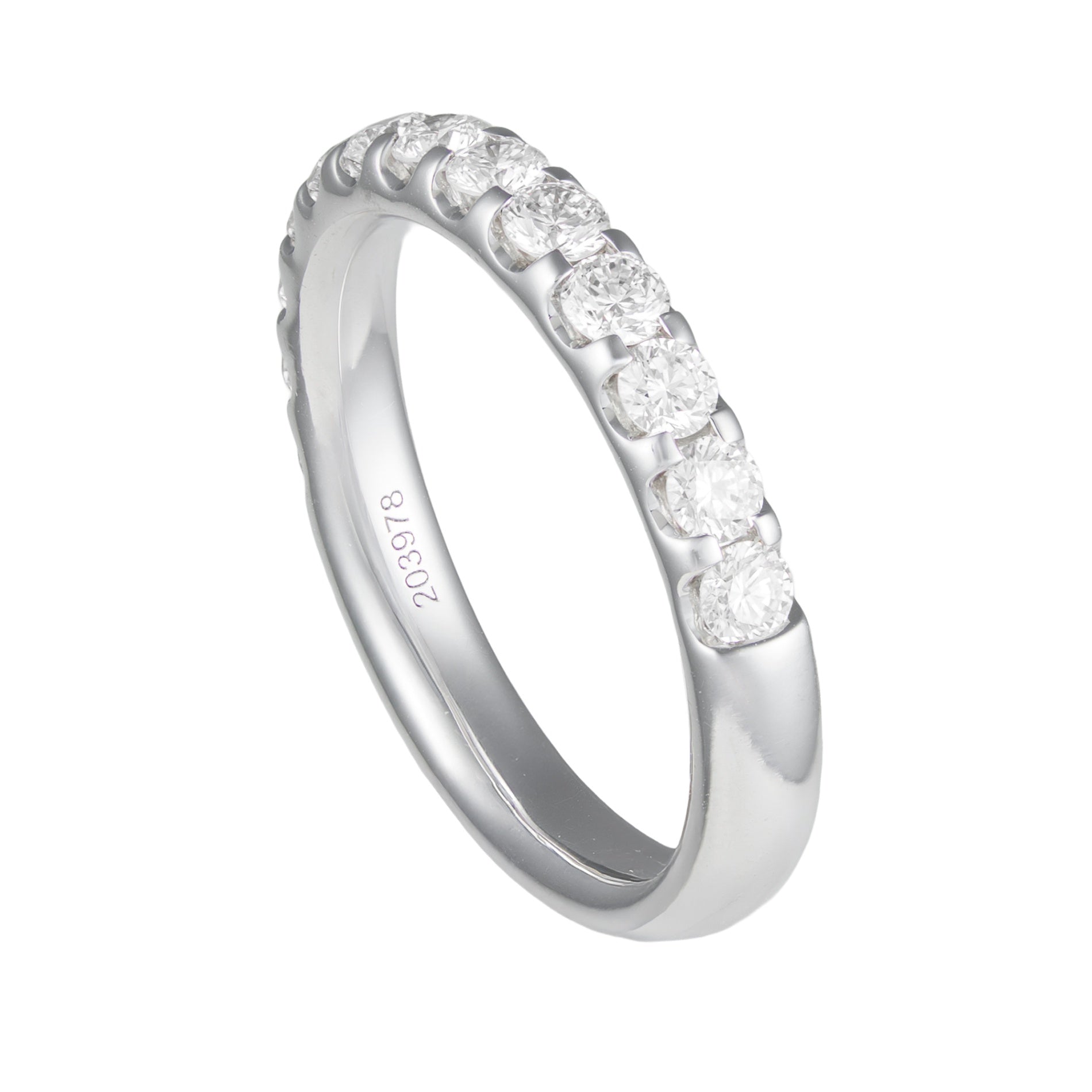 14K White Gold .84cttw Dia U-Prong Wedding Band by Joshua J13