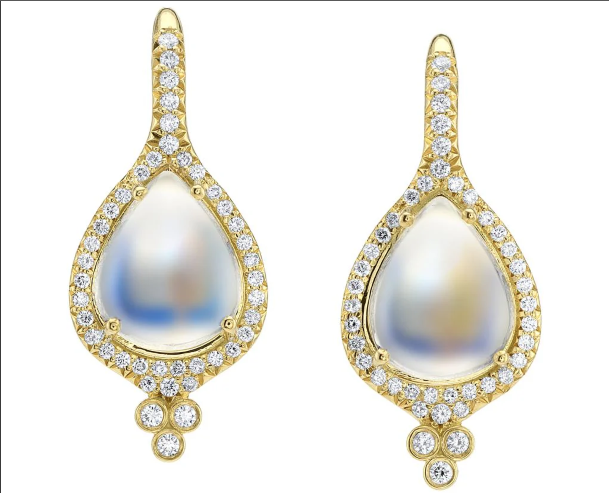 18K Yellow Gold Moonstone & Diamond Wire Drop Earrings by Erica Courtney