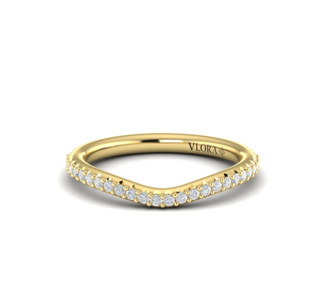 14K YG Diamond Arc Contour Wedding Band by Vlora