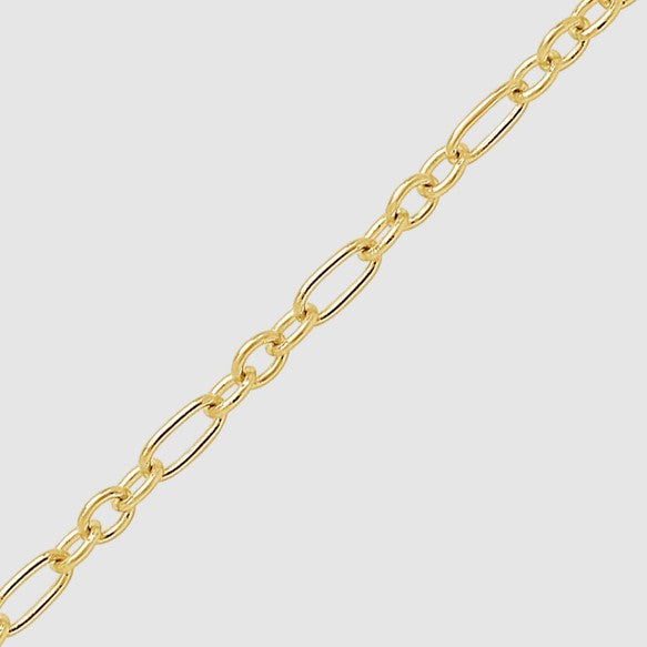14K YG 1.6mm Round Figaro Chain, 18"