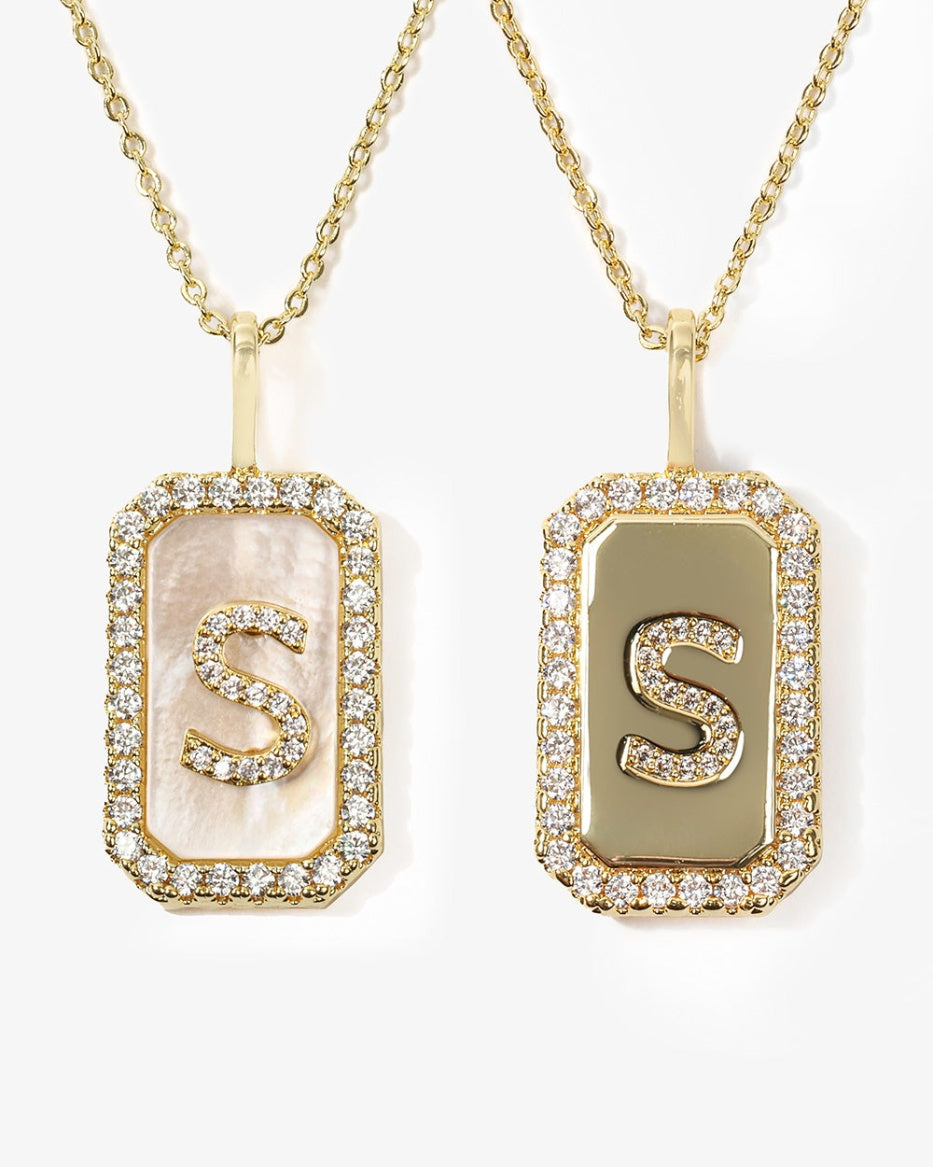 18K Gold Plated Love Letters Double-Sided "S" Necklace by Melinda Maria Main image