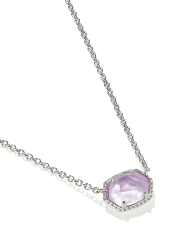 Rhodium Plated Daphne Frame Pendant Necklace in Purple Amethyst by Kendra Scott Main image