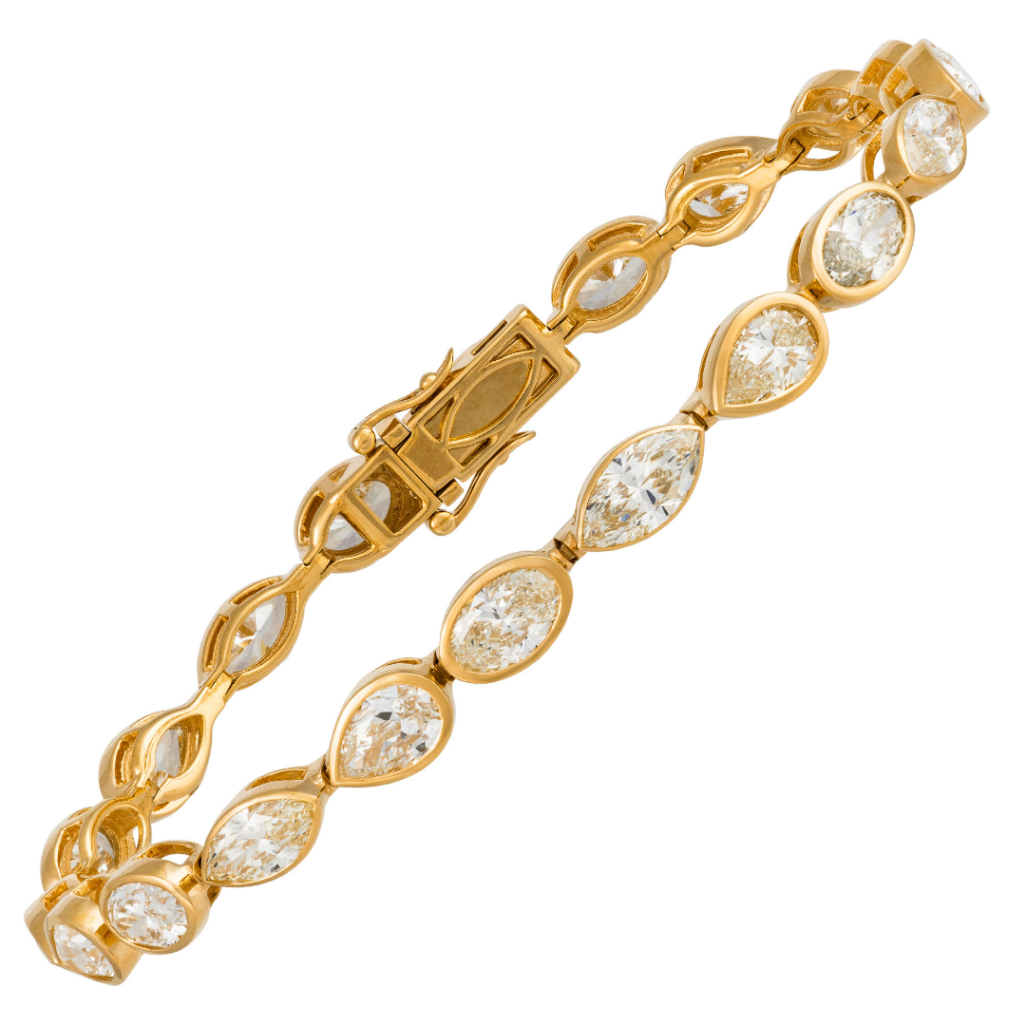 18K Yellow Gold Bezel Set Fancy Shape Yellow Diamond Tennis Bracelet Main image