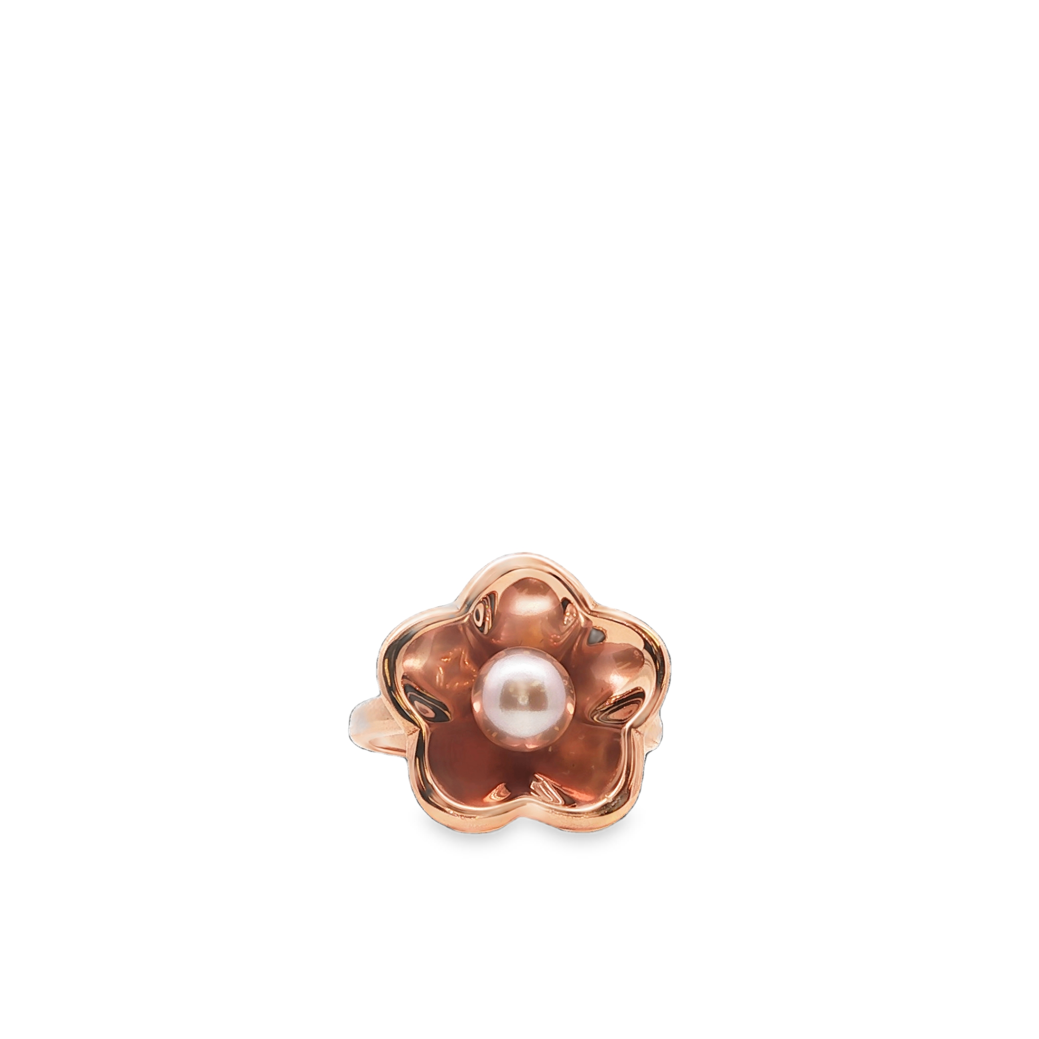 14K RG 6.5mm Cultured Pearl Flower Ring *Estate Item Sold as is, Final Sale* Main image