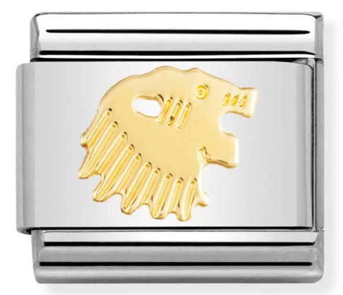 Stainless Steel & 18K Yellow Gold Leo Zodiac Charm Main image