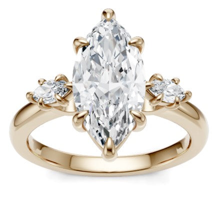 14K YG Marquise Diamond Three Stone Semi-Mount by Imagine Bridal Main image
