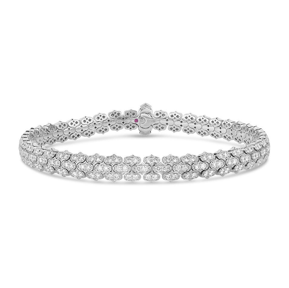 18K White Gold Diamond Cobra Tennis Bracelet by Roberto Coin