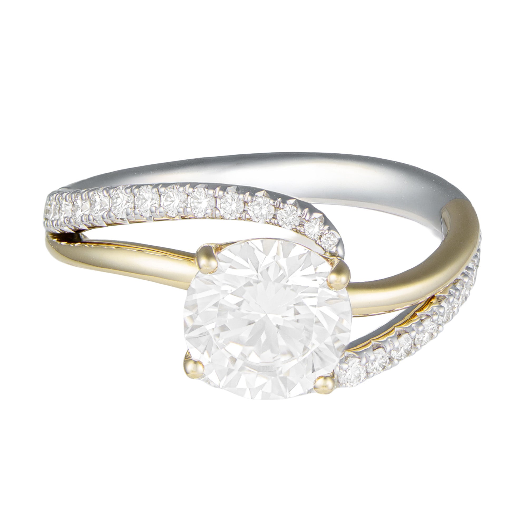 14K Two-Tone Diamond Bypass Style Semi-Mount by Vlora