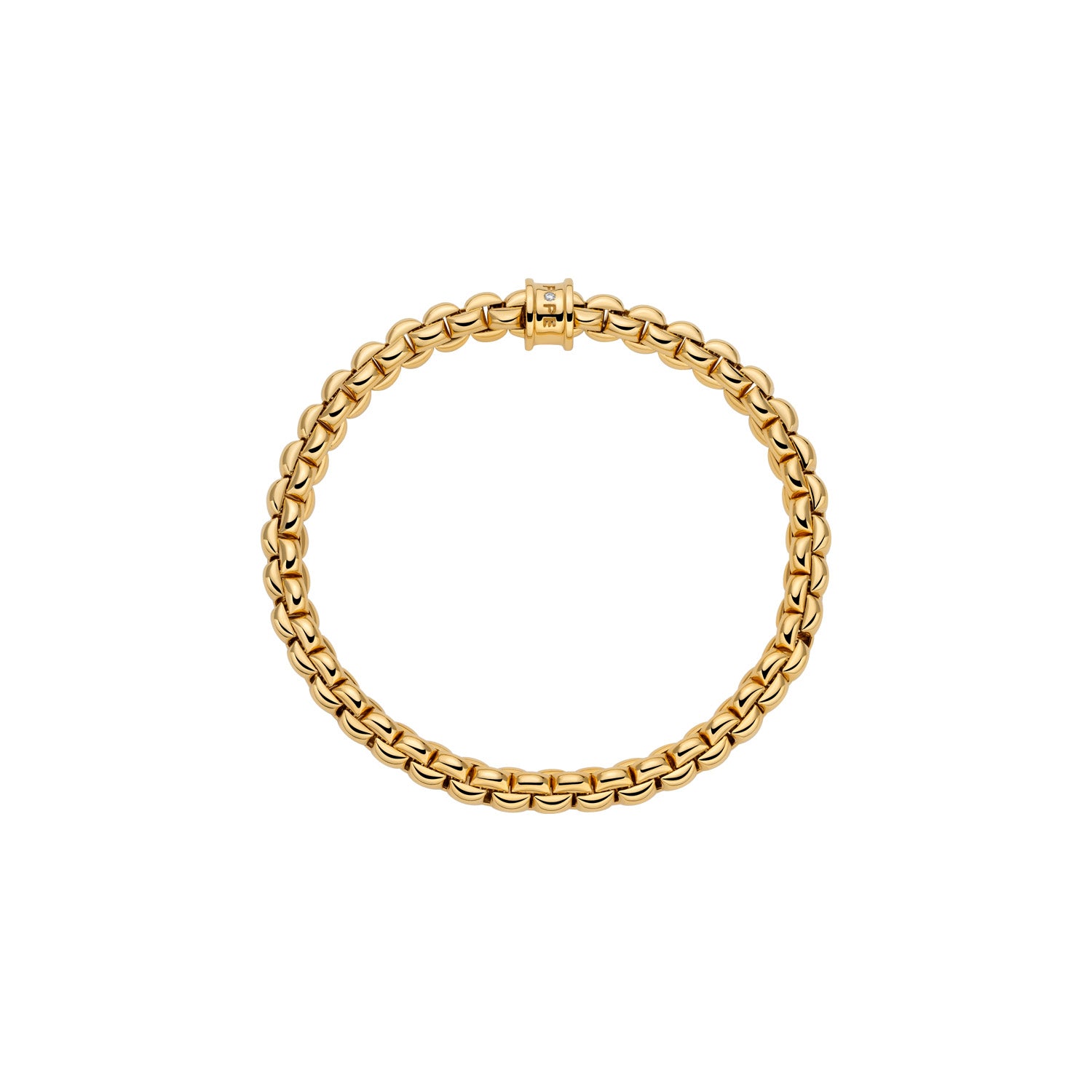 18K Yellow Gold "EKA" Gold Rondel Flex'It Bracelet with Diamond by FOPE Secondary image