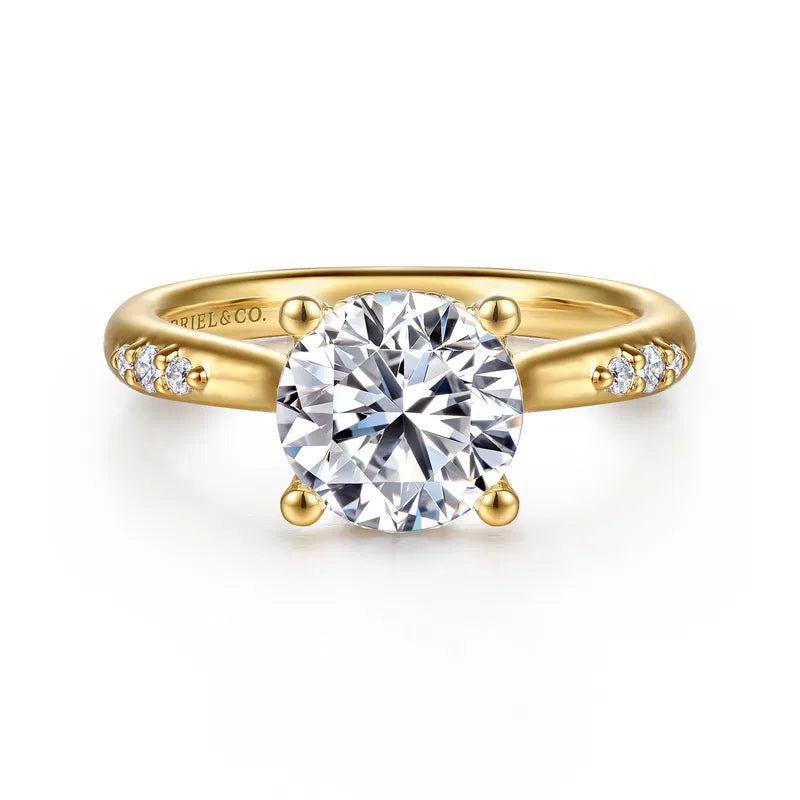 14K YG "Carroline" Round Diamond Bujukan Bridge Hidden Halo Semi-Mount by Gabriel NY