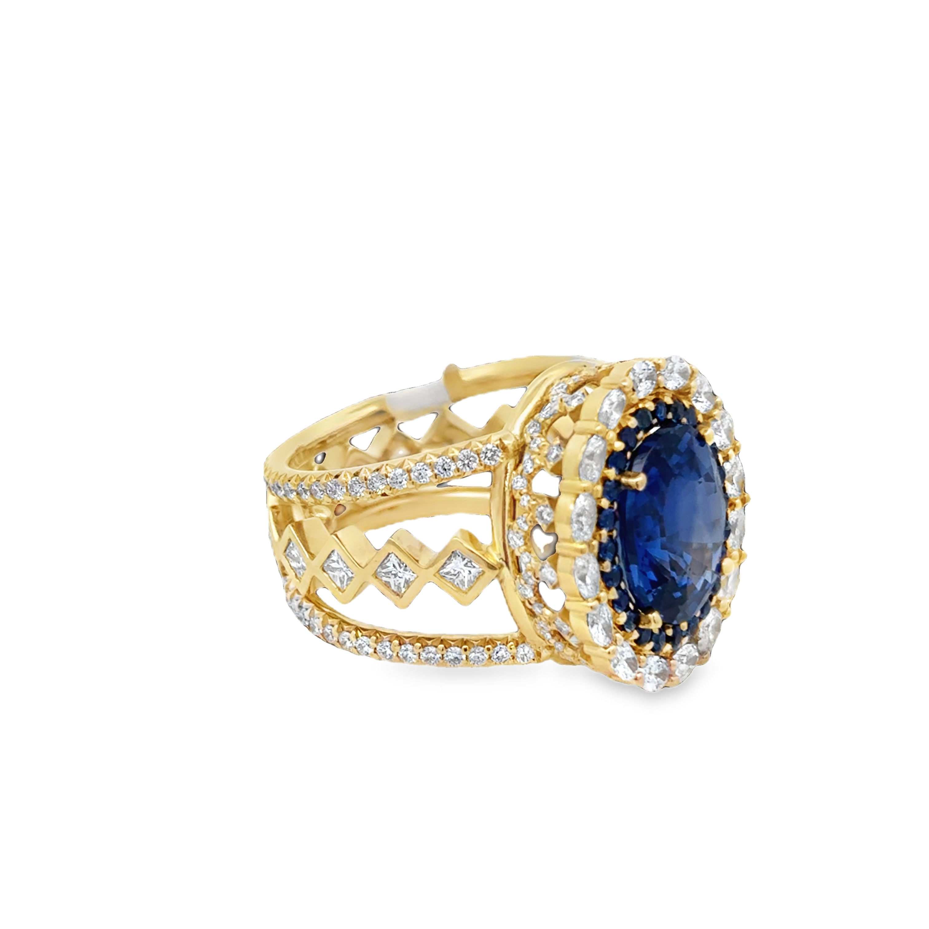 18K YG 5.8ct Blue Sapphire Julia Ring by Erica Courtney