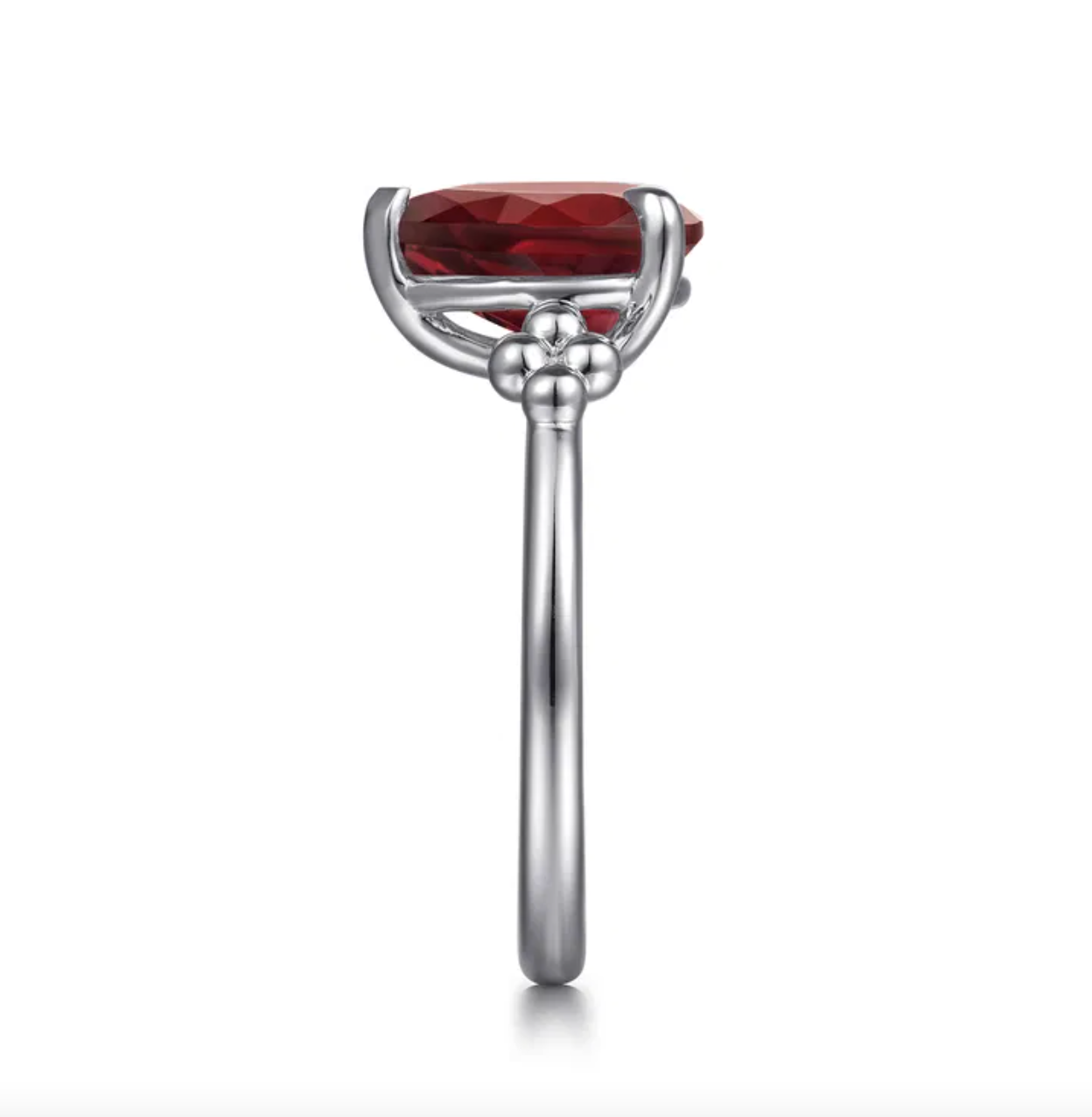 Sterling Silver Pear Garnet Bujukan Ring by Gabriel NY