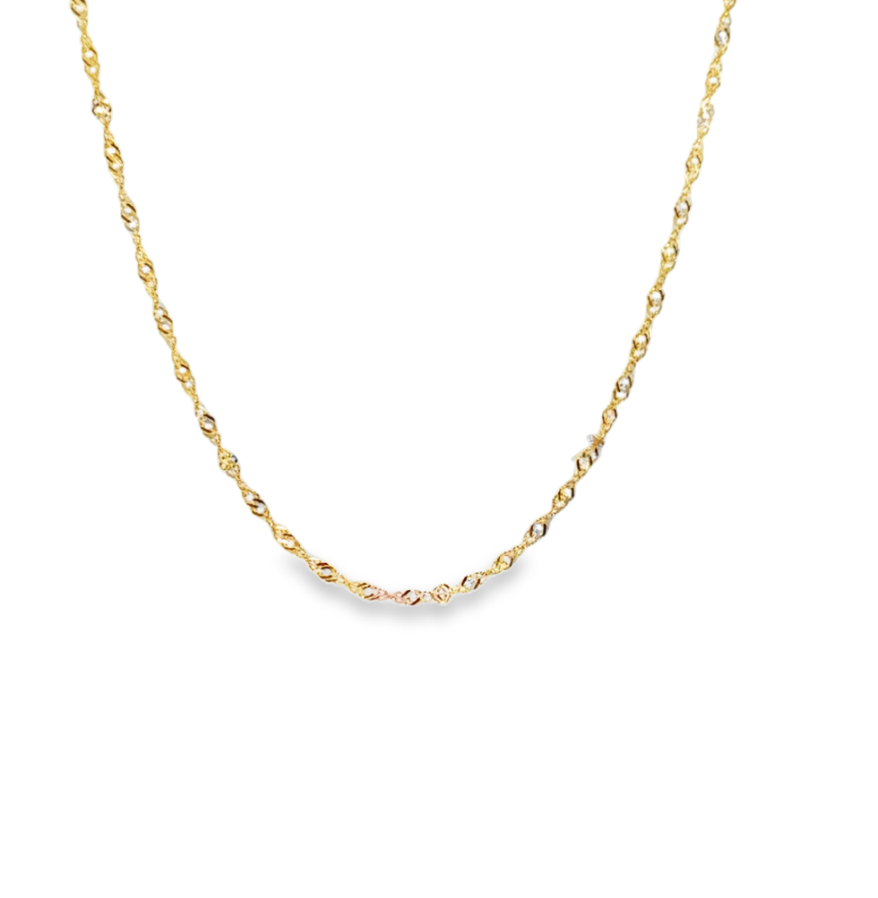 14K Two-Tone Twisted Chain Necklace, 18" *estate item sold as is, final sale* Main image