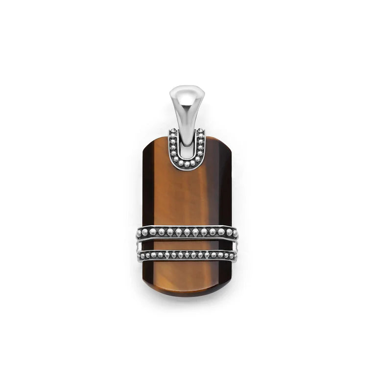Sterling Silver Anthem Tiger Eye Dog Tag Amulet Pendant by LAGOS