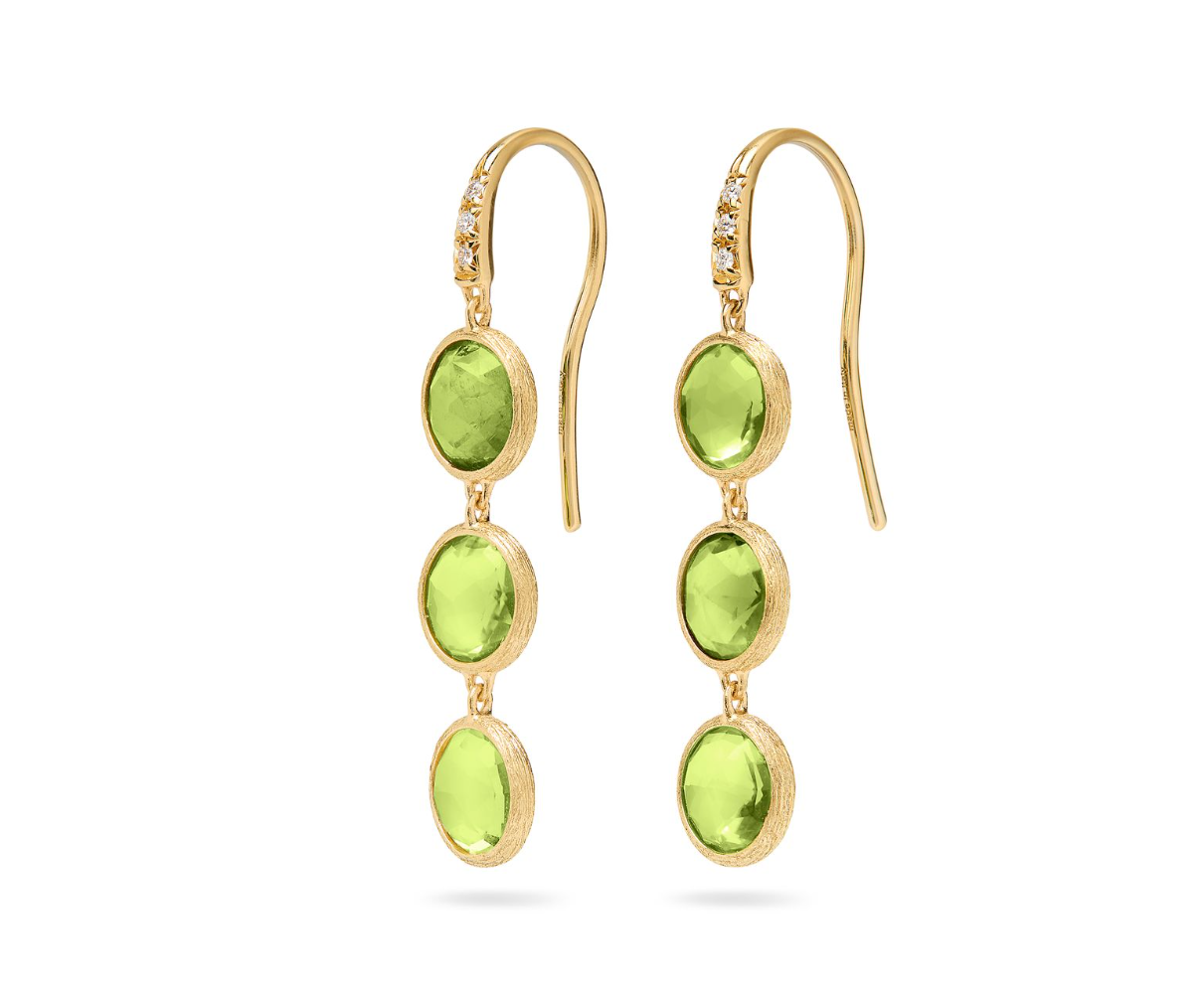18K Yellow Gold Jaipur Bezel Set Peridot Triple Drop Earrings by Marco Bicego Main image