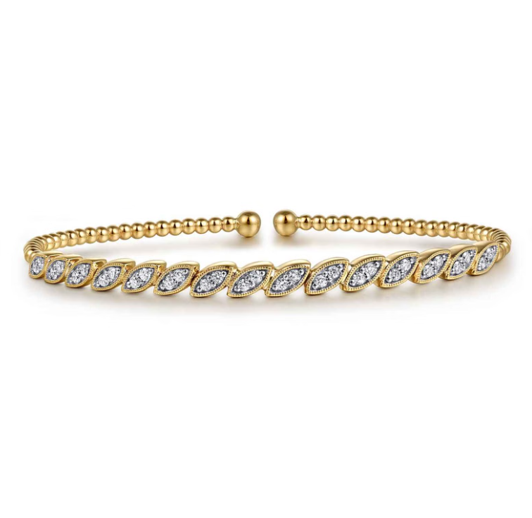 14K Yellow Gold Diamond Marquise Shape Bujukan Bangle by Gabriel NY Main image
