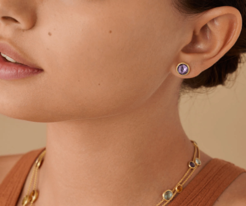 18K Yellow Gold Jaipur Bezel Set Amethyst Studs by Marco Bicego Secondary image