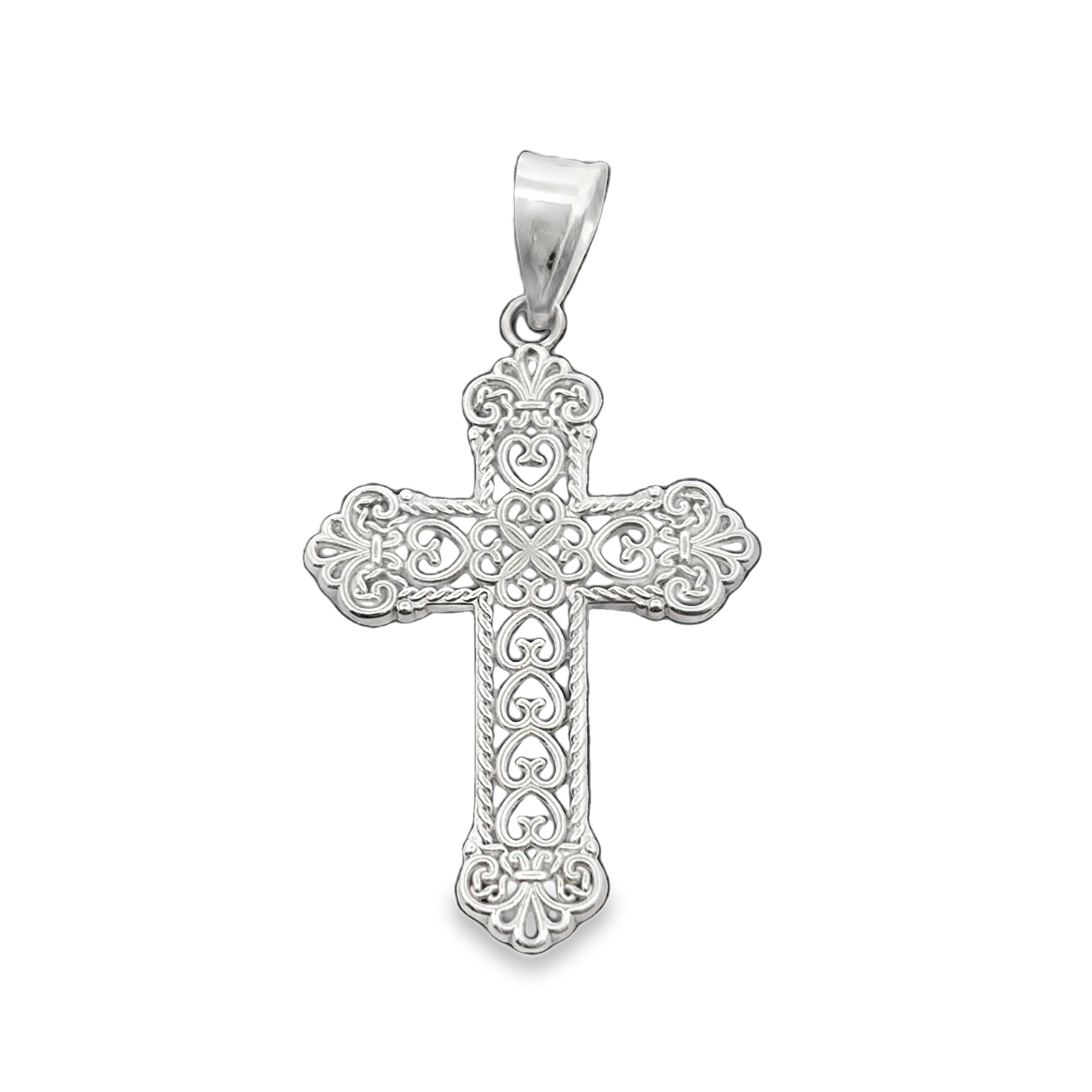 18K WG Filagree Cross Pendant *Estate Item Sold as is, Final Sale* Main image