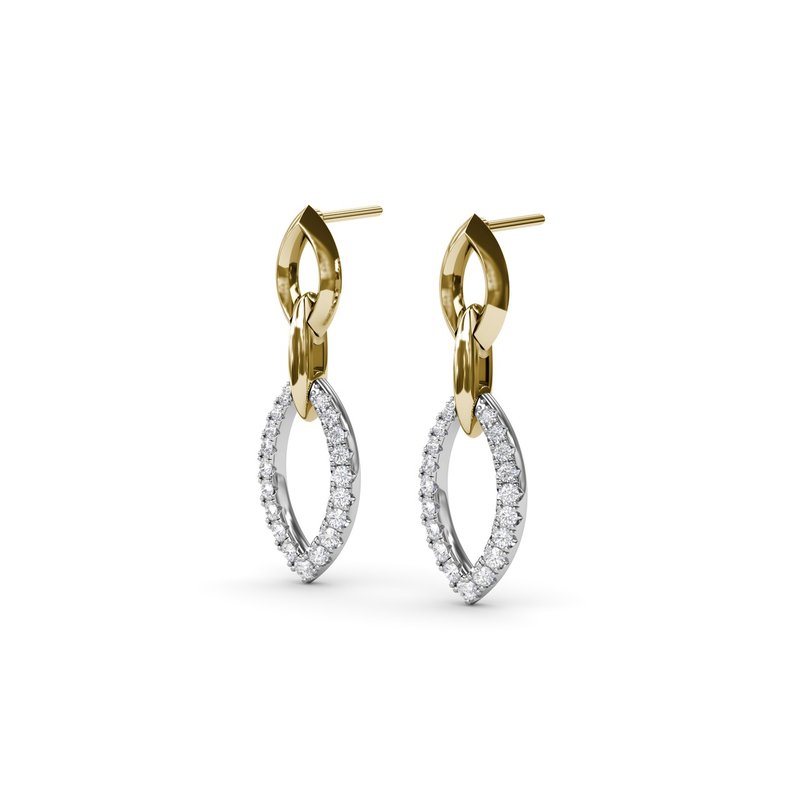 18K Two-Tone Lynq Pave Diamond Marquise Shape Drop Earrings by Fana Secondary image