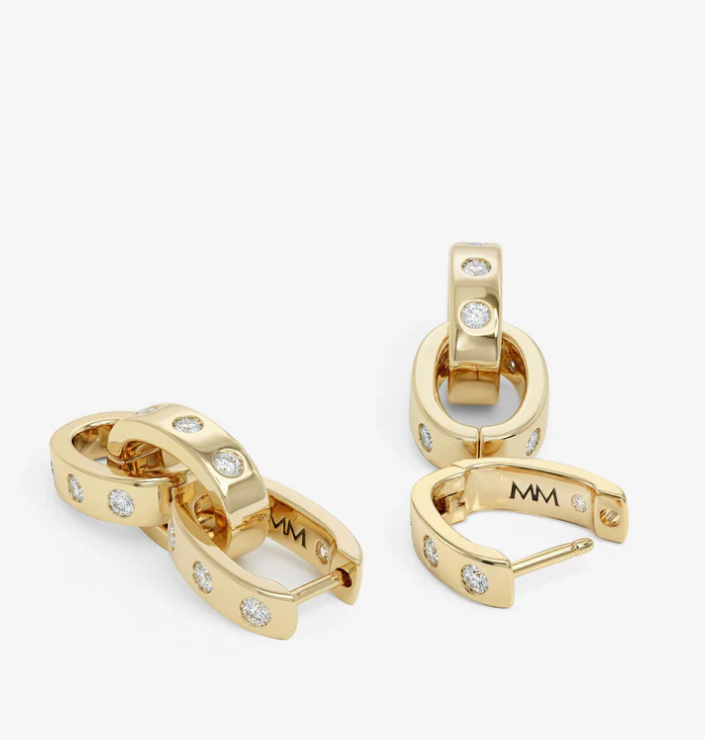 Gold Plated Ashley Convertible Chain Earrings in White CZ by Melinda Maria