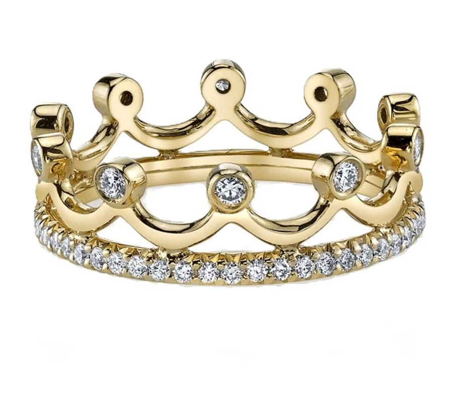 18K Yellow Gold Diamond Crown Ring by Erica Courtney Main image