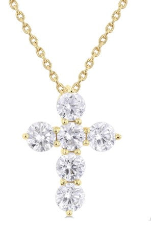 14K YG 1.00cttw Diamond Shared Prong Pendant